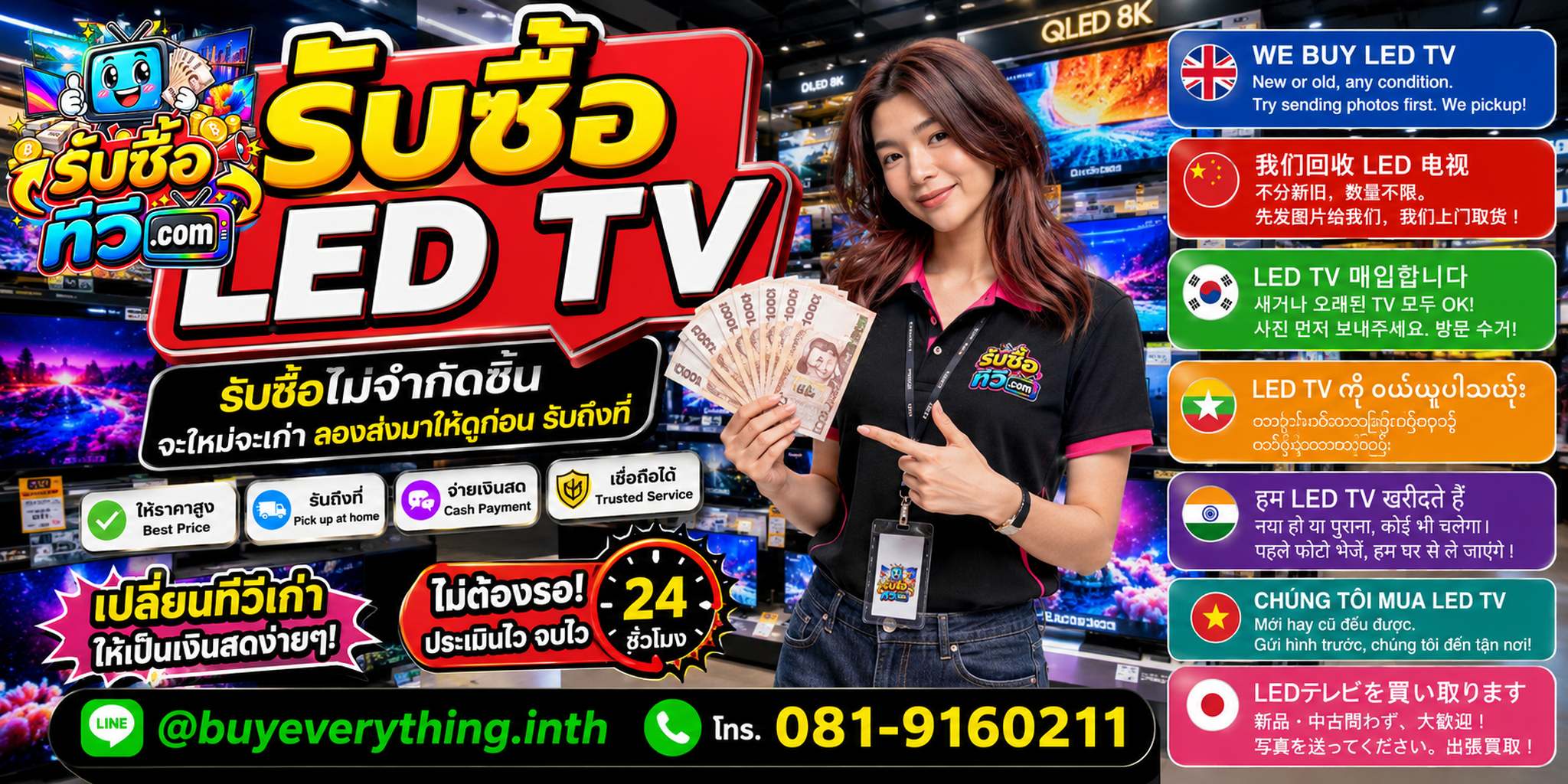 รับซื้อ LED TV ไม่จำกัดชิ้น จะใหม่จะเก่า ลองส่งมาให้ดูก่อน พร้อมรับถึงที่